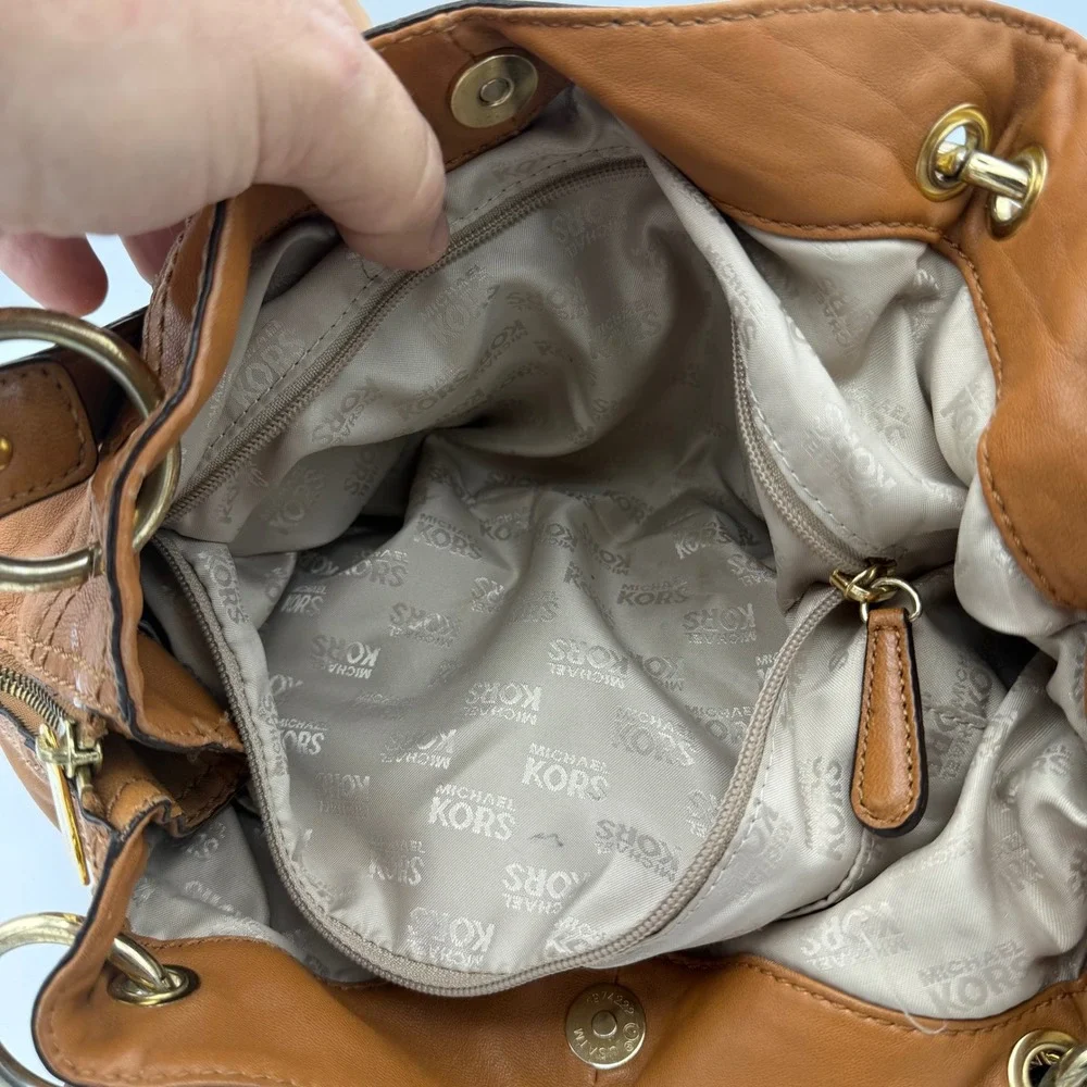 Michael Kors‎ Moxley Shoulder Bag Brown Leather Gold Hardware Hobo